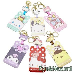 Süßer Kawaii Ausweishalter | Versenkbar | Überzieh | Abzeichen Reel | Anstecker | Pflegerin | Schüler | Sanrio | Mein Melo | Kurö | Purin | Katze | Zinn | Pocha