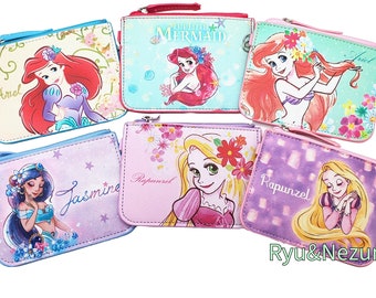 Cute Kawaii Leather Wallet Coin Purse Disney Princess | Jasmine | Aladdin | Rapunzel | Tangled | Ariel | The Little Mermaid