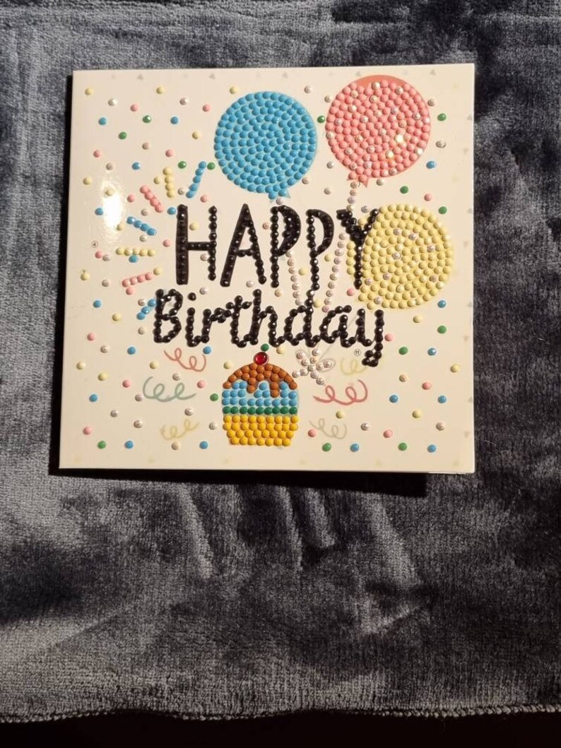 Ready to be written and sent. Diamond art Birthday cards