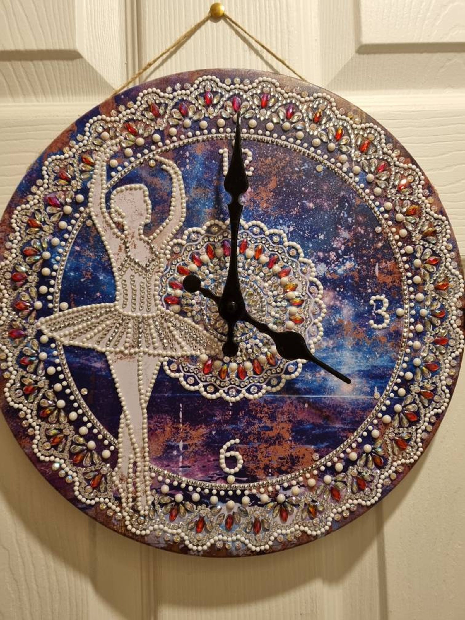 Beautiful Ballerina decorated diamond art clock. | Etsy
