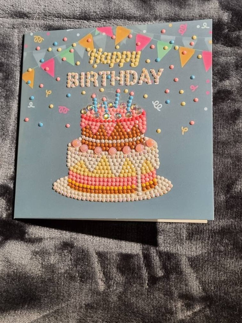 Ready to be written and sent. Diamond art Birthday cards