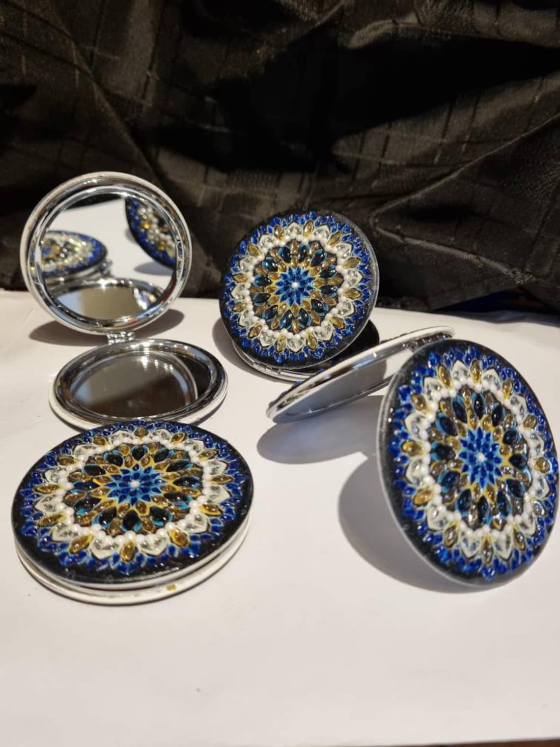 Diamond art decorated compact mirrors. Etsy