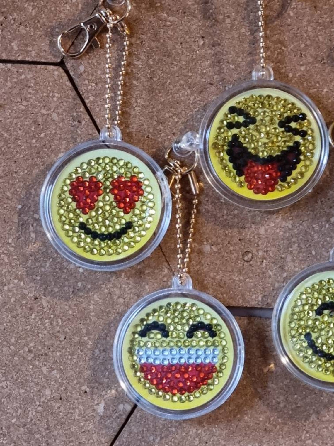 A variety of keyrings/key chains made as diamond art. Buy 2 Etsy