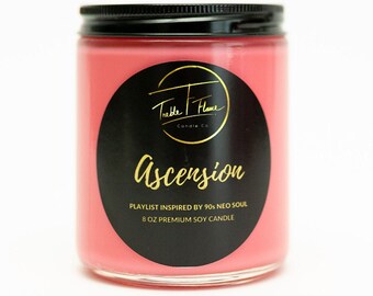 Ascension | 8 oz Jar | Playlist Included | Music Inspired  Premium Soy Candle | Treble And Flame