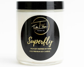 Superfly | 8 oz Jar | Playlist Included | Music Inspired  Premium Soy Candle | Treble And Flame