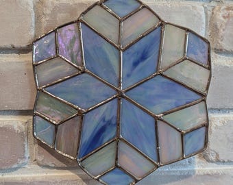 Copo de nieve de cristal azul iridiscente, decoración navideña (21,5 cm)