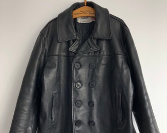 Vintage 90's MFG by Schott US740N Pea Jacket/coat Navy Blue Size