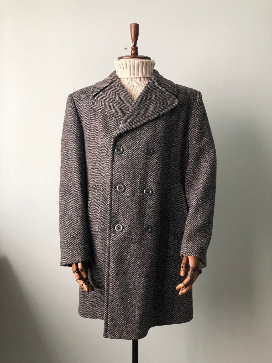 Double Breasted Wool Coat / Mens Winter Coat / 70s Wool Coat / Dunn ...