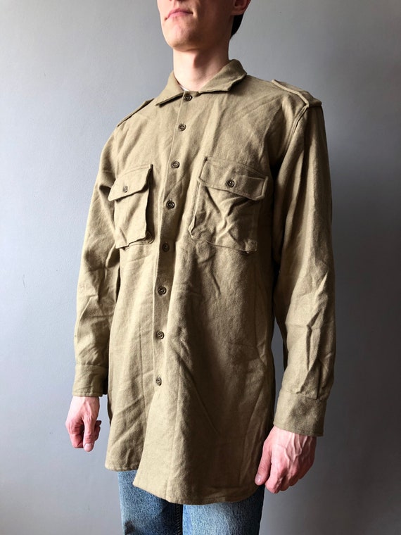 US Army Wool Shirt / Vietnam War Era / Army Wool Shirt - Gem
