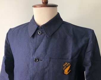 Vintage 1950s 50s French Blue Moleskin Work Jacket Workwear Vintage 1950s 50s French Blue Moleskin Work Jacket Workwear