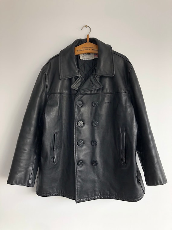 Schott Leather / Schott Pea Coat / Schott 740 / Schott Pea Jacket / Schott US Navy / Size L-XL