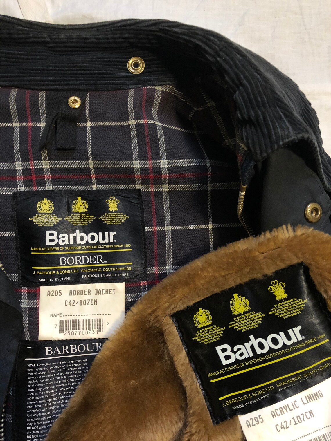 Vintage 1990s BARBOUR Border / Wax Jacket / Size L/42 | Etsy