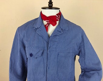 French Work Jacket / Bleu de travail / French Workwear / French Chore Coat / Swiss Railroad Work Jacket / Size L-XL