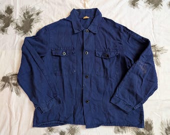 Vintage '60s French Military Workwear 'OD FLERS' Bleu De Travail