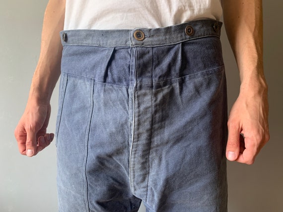 パンツ euro vintage french work remake pants Workwear Pants / French Chore Pants / French Workwear / Bleu De