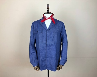French Work Jacket / Bleu de travail / French Workwear / French Chore Coat / Swiss Work Jacket / Size L-XL
