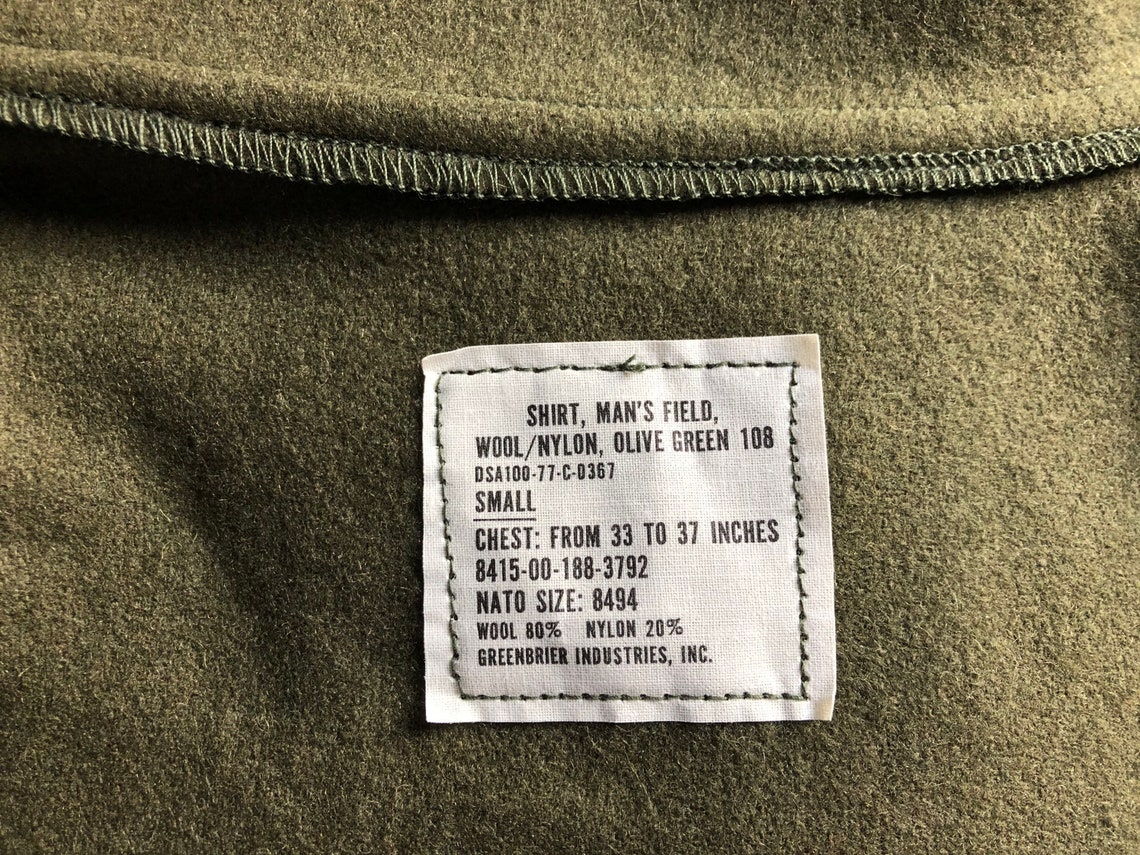 US Army Wool Shirt / OG107 / Vietnam War Era / Army Wool Shirt / OG-107 ...