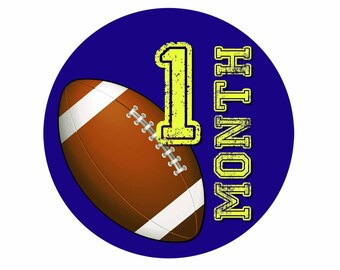 Football Baby Month Milestone Stickers: Sports Theme, Months 1-12