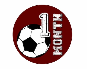 Soccer Baby Milestone Stickers: Monthly Photo Prop Stickers