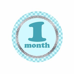Pegatinas de mes de bebé - Pegatinas de 12 meses - Pegatinas mensuales de lunares azules - Pegatinas mensuales - Lunares