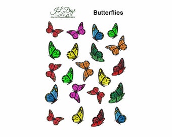 butterfly stickers, downloadable stickers, download stickers, sticker sheet