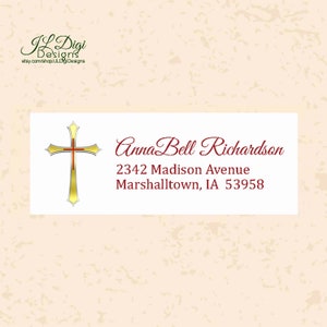Retouradreslabel, gepersonaliseerd adreslabel, adreslabels, retourlabel, kruis, christelijk