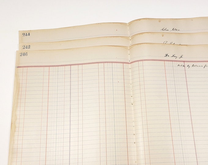 Antique Ledger Paper, Vintage Ledger Book Pages Blank Double Sheets