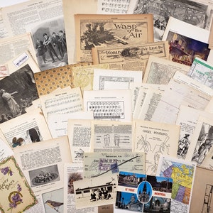 Huge Vintage Ephemera Pack - 50+ pieces, Illustrations, Music, Maps, Postcards, etc! Vintage ephemera, junk journal supplies, scrapbooks