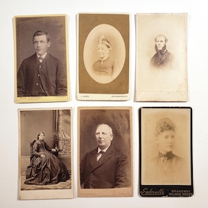 Antique Carte de Visite Black & White Photographs, 6 found photos, collage art supply, scrapbooking paper, junk journal, Ephemera, Portraits