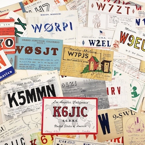 cartes QSL vintage, cartes radio HAM, documents éphémères vintage, fournitures pour journaux indésirables, courrier postal, correspondance, collage artistique, cartes postales, États-Unis