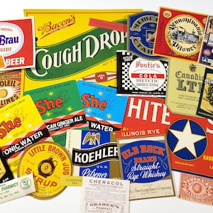 étiquettes vintage MEGA PACK, 25 étiquettes vintage de toutes sortes, éphémères en papier vintage NOS, journal indésirable, fourniture d’art collage, papiers scrapbooking