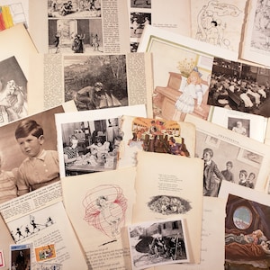 Thème ENFANTS et enfance, pack Paper Ephemera vintage, journaux indésirables, papier de scrapbooking, fournitures artistiques pour collage, illustrations, vieux papier