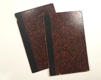 Antique Book Covers for craft! Leather and marbled paper, 2 hardcover book boards for junk journal supplies, crafting, travel journals etc.