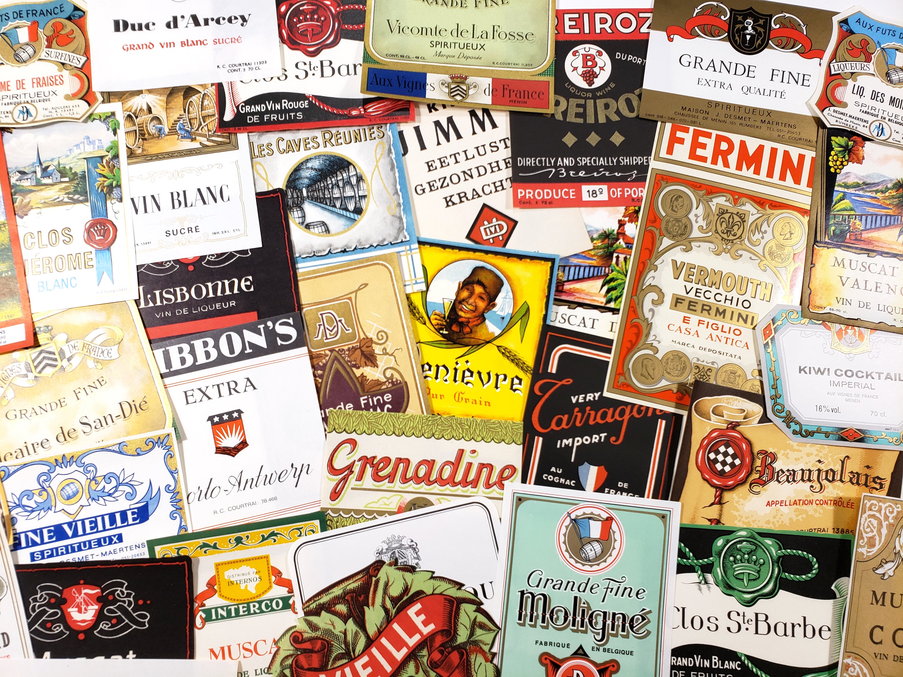 Vintage Liquor Bottle Labels Lot of 10 Antique European Wine Etsy