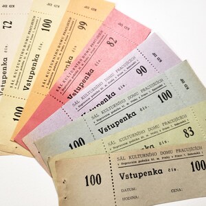 BILLETS arc-en-ciel vintage, billets tchèques, éphémères pour journaux indésirables, fournitures artistiques pour collage, papier de scrapbooking, vieux papiers, voyage à l'étranger
