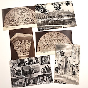 Cartes postales anciennes d'architecture française, éphémères, cartes postales vierges, inutilisées, cartes postales vintage, journal de voyage, journal indésirable, postcrossing