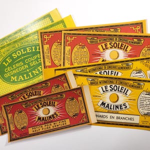 Le Soleil Vintage FRENCH Labels, Ephemera, food labels, vintage paper, junk journals, collage art supplies, scrapbooking, decorative