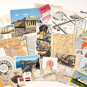 MINI TRAVEL Ephemera Pack - Vintage Paper Ephemera - 25 pieces, Ephemera for junk journals, scrapbooking paper, travel journal, collage art