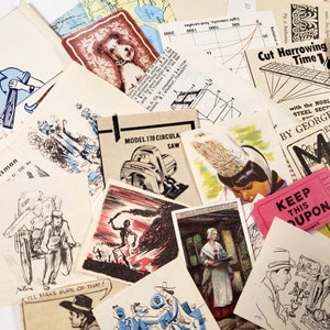Mini pack d'éphémères - vintage Paper Ephemera - 50 pièces, éphémères pour journaux indésirables, papier de scrapbooking, journal de voyage, art collage