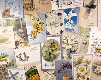 Antique EASTER Postcards, Lot of 6 vintage greeting cards, 1910-20s Victorian Nostalgia, junk journaling, scrapbooking supplies ephemera