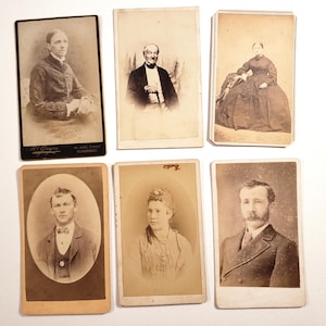 Antique Carte de Visite Black & White Photographs, 6 found photos, collage art supply, scrapbooking paper, junk journal, Ephemera, Portraits