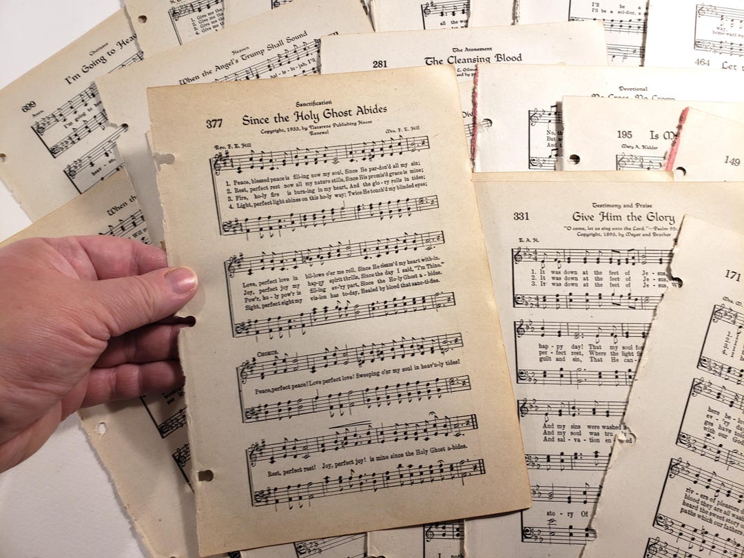 Vintage Gospel Hymns Sheet Music, 1920, Music and Lyrics, Vintage Paper ...