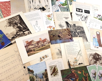 Cottagecore Vintage Paper Ephemera Pack, 25+ pieces, Ephemera for junk journaling, scrapbooking supplies, prayer books etc