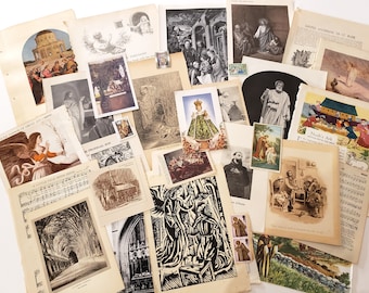 Christian Faith Illustrations & Ephemera, 25+ pieces, vintage ephemera for prayer books, junk journaling, scrapbooks, collage art, etc.
