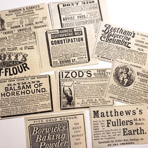 coupures de publicité antiques vintage, vers 1900 ! pack éphémère vintage, journaux indésirables, papier de scrapbooking, fournitures artistiques pour collage, typographie