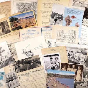 Pack d'éphémères en papier vintage THEME DE L'ÉTÉ, plus de 25 pièces, éphémères pour journaux indésirables, scrapbooking, fournitures artistiques pour collage, plaisirs d'été, plage