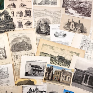 Pack de papier vintage sur le thème des bâtiments et de l'architecture - plus de 25 pièces, carnet de scrapbooking vintage éphémères fournitures collage art
