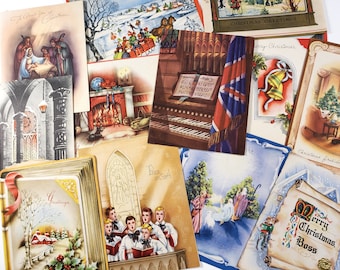 Vintage CHRISTMAS Greeting Cards, antique cards, 1950s Nostalgia, 1960s, junk journal, scrapbooking supplies, ephemera, vintage paper, cards