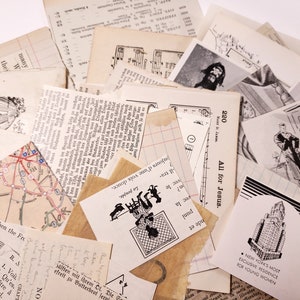 Pack de ferraille éphémère vintage - plus de 50 pièces, illustrations, musique, cartes, écriture manuscrite ! paquet de papier vintage, fournitures pour journaux indésirables, albums de coupures