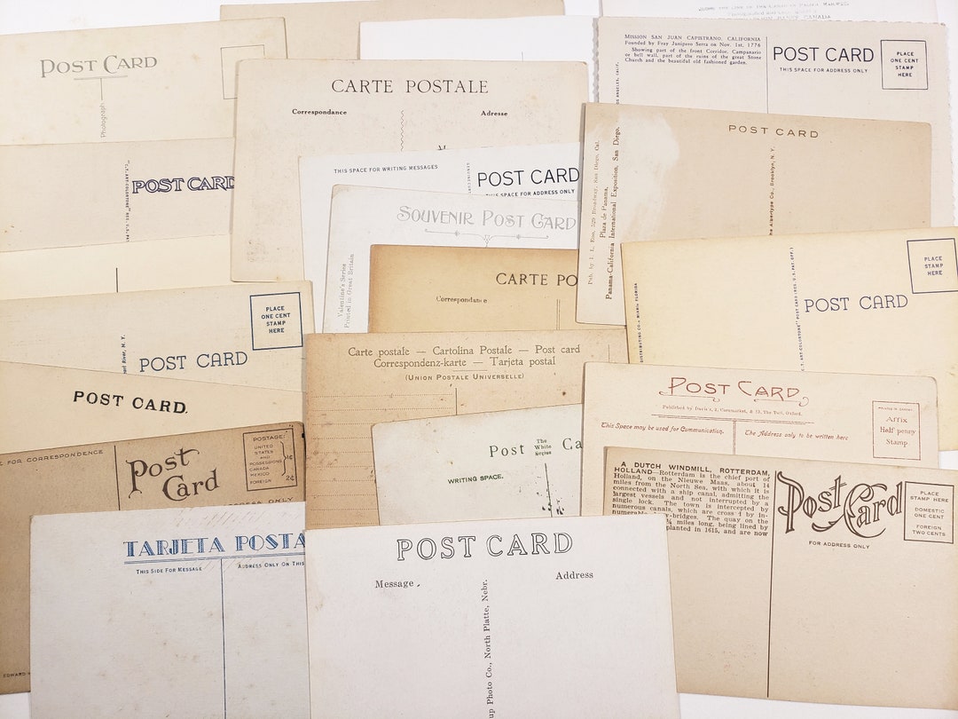 BLANK RANDOM Postcards, 10 Random Unused Postcards, Travel Ephemera ...